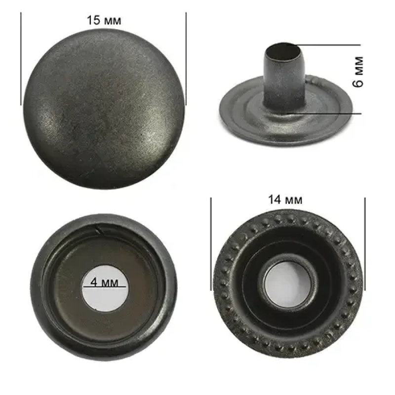 Кнопка Кіївська (Каппа) 15 мм Оксид, 50 шт.