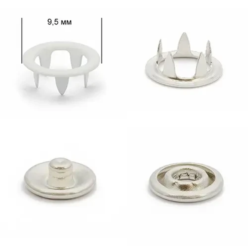 Кнопка BABY трикотажна 9,5 мм Біла (101), 50 шт Кнопка BABY трикотажна 9,5 мм Біла (101), 50 шт